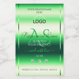 Green Product Labels Rhinestones Monogram und Logo Lebensmitteletikett