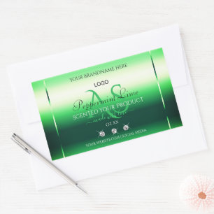 Green Product Labels Rhinestones Monogram und Logo Rechteckiger Aufkleber