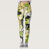 Green Psychedelic Kawaii Forest Leaf Funny Cool Leggings (Vorderseite)