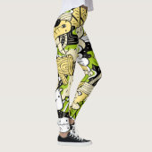 Green Psychedelic Kawaii Forest Leaf Funny Cool Leggings (Rechts)