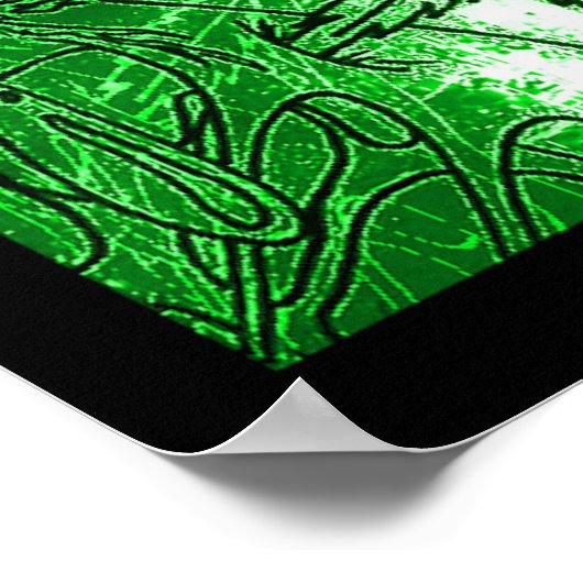 Green Psychedelic Surreal Zeichnend Poster (Ecke)