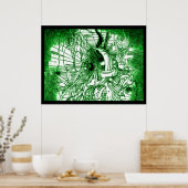 Green Psychedelic Surreal Zeichnend Poster (Küche)