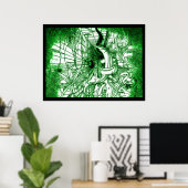 Green Psychedelic Surreal Zeichnend Poster (Heimbüro)