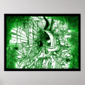 Green Psychedelic Surreal Zeichnend Poster (Vorne)