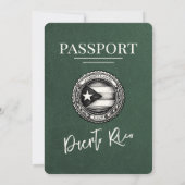 Green Puerto Rico Passport Hochzeit Einladung (Rückseite)