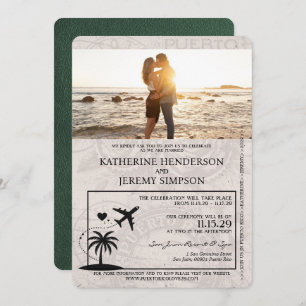 Green Puerto Rico Passport Hochzeit Einladung
