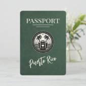 Green Puerto Rico Passport Save The Date (Stehend Vorderseite)