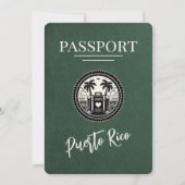 Green Puerto Rico Passport Save The Date (Vorderseite)