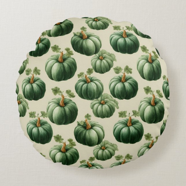 Green Pumpkin Autumn Zuhause Design Throw Kissen (Vorderseite)