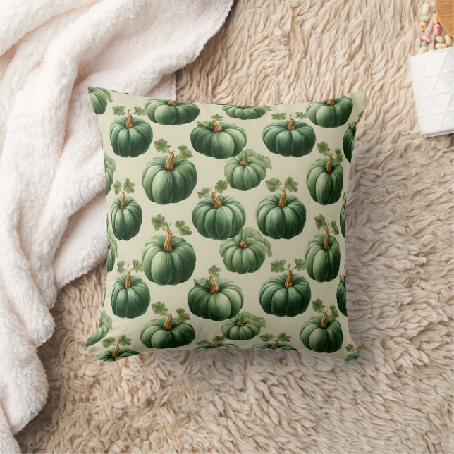 Green Pumpkin Autumn Zuhause Design Throw Kissen (Decke)