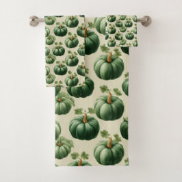 Green Pumpkin Autumn Zuhause Design Throw Kissen Badhandtuch Set