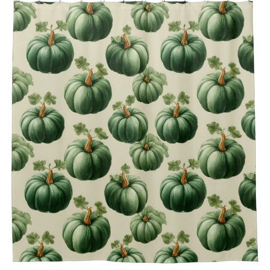Green Pumpkin Autumn Zuhause Design Throw Kissen Duschvorhang (Vorderseite)