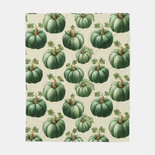 Green Pumpkin Autumn Zuhause Design Throw Kissen Fleecedecke (Vorderseite)