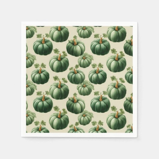 Green Pumpkin Autumn Zuhause Design Throw Kissen Serviette (Vorderseite)