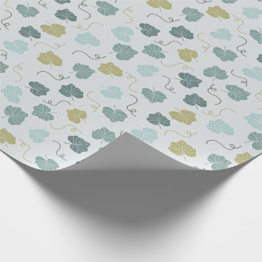 Green Pumpkin Blätter Muster Pastel Green Geschenkpapier (Ecke)