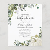 Green Pumpkin Budget Baby Dusche Einladung (Vorderseite)