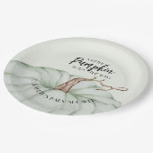 Green Pumpkin Fall Baby Dusche Pappteller (Schrägansicht)