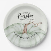 Green Pumpkin Fall Baby Dusche Pappteller (Vorderseite)