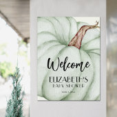 Green Pumpkin Fall Baby Dusche Willkommen Poster