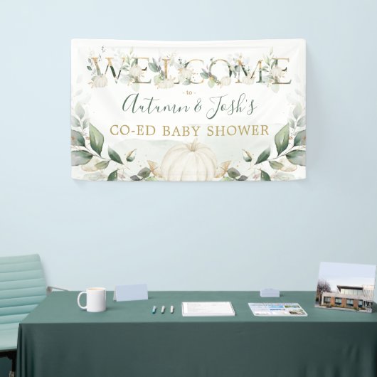 Green Pumpkin Fall Coed Baby Dusche Willkommen Banner (Messeveranstaltung)