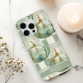 Green Pumpkin Fall Wasserfarbe Checked Custom Case-Mate iPhone Hülle