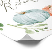 Green Pumpkin Gender Reveal Fall Willkommenszeiche Poster (Ecke)