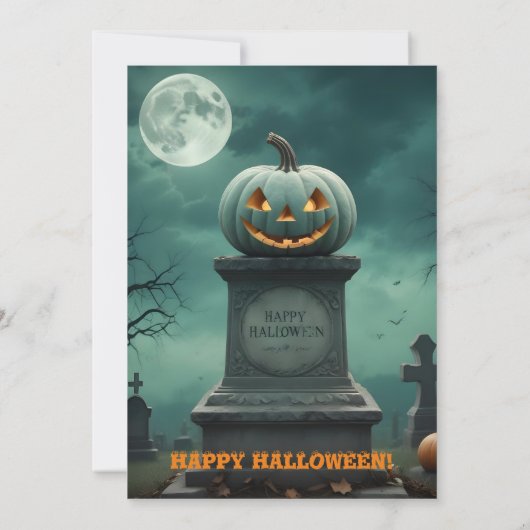 Green Pumpkin Halloween-Party Einladung (Rückseite)