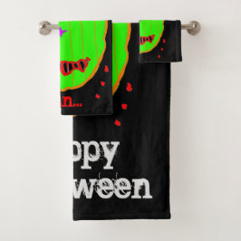 Green Pumpkin Zombie Halloween Badetücher Set