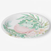 Green Punk Niedlich Dinosaur Peony Baby Dusche Pappteller (Schrägansicht)