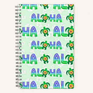 Green Purple Aloha Hawaiian Tropical Turtle Notizblock