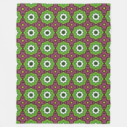 Green purple and white geometric pattern Towel Fleecedecke (Vorderseite)