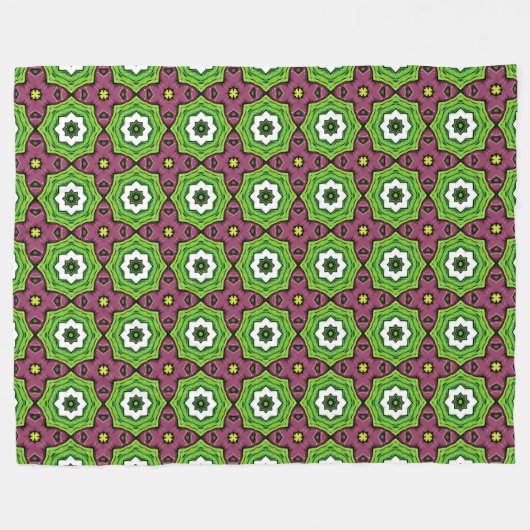 Green purple and white geometric pattern Towel Fleecedecke (Vorderseite (Horizontal))