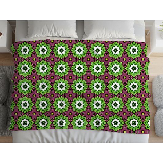 Green purple and white geometric pattern Towel Fleecedecke