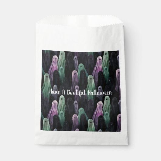 Green Purple Black Ghosts Bootiful Halloween Geschenktütchen (Vorderseite)