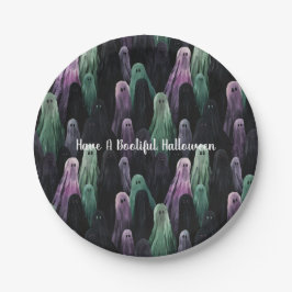 Green Purple Black Ghosts Bootiful Halloween Pappteller
