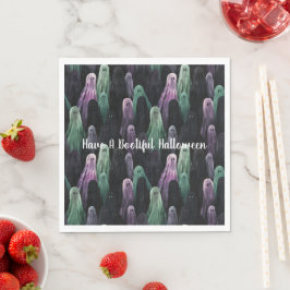 Green Purple Black Ghosts Bootiful Halloween Serviette