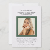 Green Purple Minimal High School Photo Grad Dankeskarte (Rückseite)