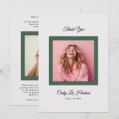 Green Purple Minimal High School Photo Grad Dankeskarte (Vorne/Hinten)