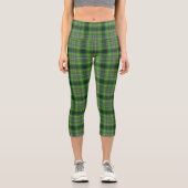 Green Purple Tartan Plaid Gingham Pattern Capri Leggings (Vorderseite)