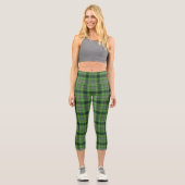 Green Purple Tartan Plaid Gingham Pattern Capri Leggings (Vorderseite)