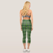 Green Purple Tartan Plaid Gingham Pattern Capri Leggings (Rückseite)