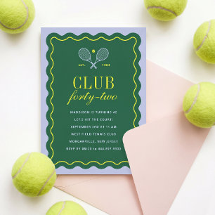 Green + Purple Tennisclub Erwachsenen-Geburtstagsf Einladung