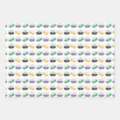 GREEN PURPLE YELLOW MARDI GRAS THEMES GESCHENKPAPIER SET (Vorderseite 2)