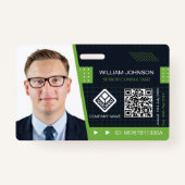 Green QR Code Foto ID Abzeichen | Unternehmensmita Ausweis (Vorderseite)