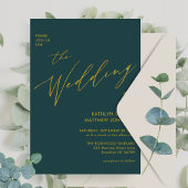 Green QR Code in einer eleganten Goldhochzeit Einladung