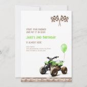 Green Quad Bike 2. Geburtstag Einladung (Vorderseite)
