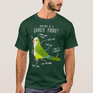 Green Quaker Parrot Anatomy Bird T-Shirt