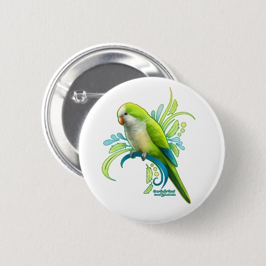 Green Quaker Parrot Button (Vorne & Hinten)