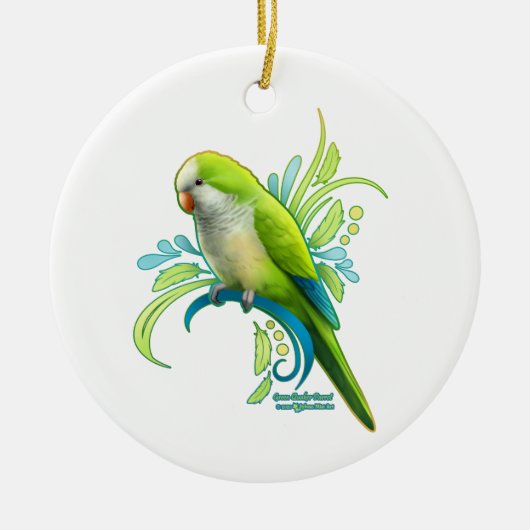 Green Quaker Parrot Keramik Ornament (Vorne)