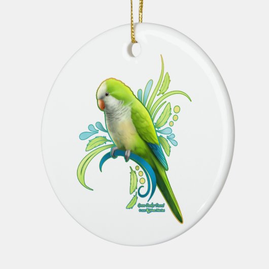 Green Quaker Parrot Keramik Ornament (Links)
